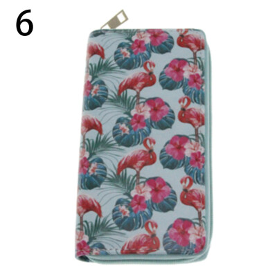 

Flamingo Print Faux Leather Long Purse Women Zipper Clutch Phone Holder Wallet