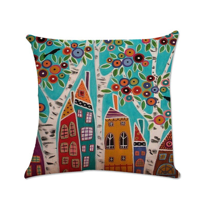 

Tailored Oil Painted Pillow Case Cotton Bend Linen Cushion Cover Sofa Decorative Square