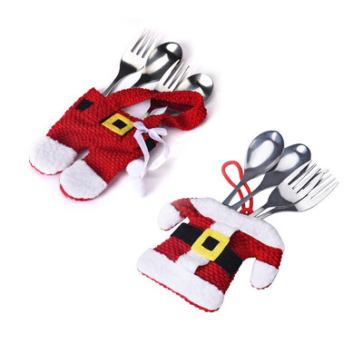 

Tailored 2Pair Christmas Decorations Santa Silverware Holders Pockets Dinner Decor