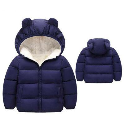 

Baby Boys Girls Solid Color 3D Ears Hooded Jacket Winter Warm Coat Zip Snowsuits