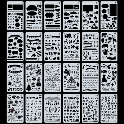 

Plastic Planner Stencils Journal Account Template For Crafts Diary Notebook Scrapbook DIY set Mixed Pattern Cutout Print kit