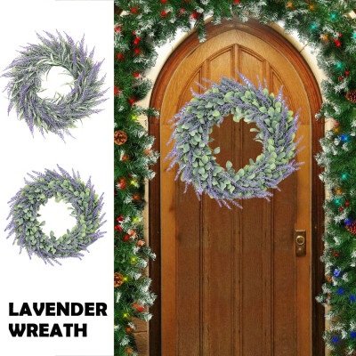 

Artificial Flocking Eucalyptus Leaf Lavender Garland Wall Hanging Flower Wreath