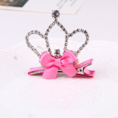 

4 Shapes Rhinestone Crown Hair Clip Shiny Bow Princess Queen Children Accessories Hair Barrettes