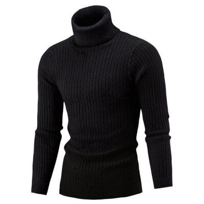 

Mens Winter Warm Knitted Turtleneck Sweater Pullover Long Sleeve Slim Fit Jumper Tops