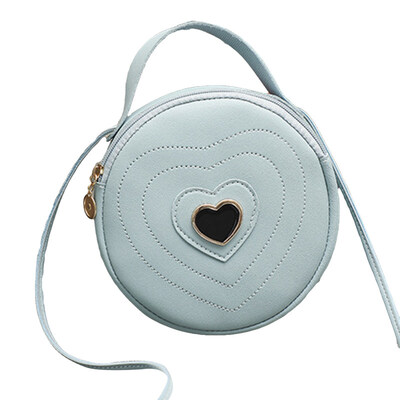 

Cute Round Shape Heart Pattern Women Zipper Crossbody Shoulder Bag Tote Handbag