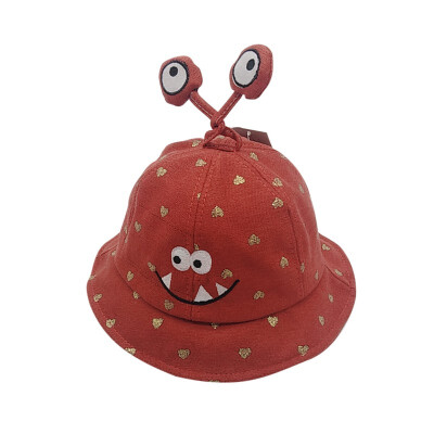 

Autumn Baby Boys Girls Hats Toddler Cartoon Print Bucket Hats With Ear Caps Reversible Sun Headwear