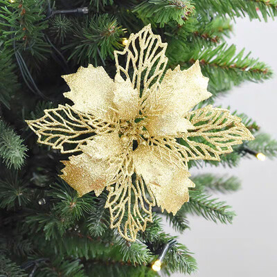 

DIY Delicate Christmas Rattan Flower Golden Beautiful Christmas Rattan Flower Hollow Artificial Flower With Rattan Decoration