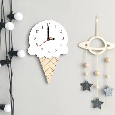 

Gobestart Nordic Style Ice Cream Wall Clock Silent Wooden Clock for Home Living Room