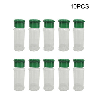 

10pcs set 100ML Plastic Spice Salt Pepper Shakers Seasoning Jar Can Barbecue Condiment Jar Bottles Cruet Container Portable