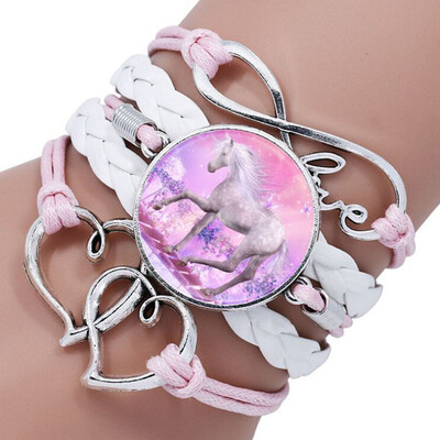 

Cute Unicorn Bracelet Handmade Rainbow Unicorn Sparkly Charm Bracelet Infinity Love Charm Bangles Best Gift for Girls&Womens