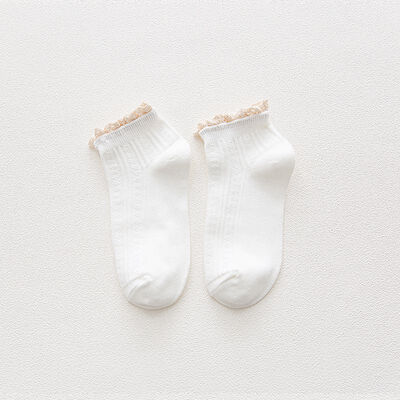 

1pairs Japanese Basic Models Solid Color Retro Cloth Female Socks Medium Tube Cotton Harajuku Sweet Lace Fringe Ankle Socks