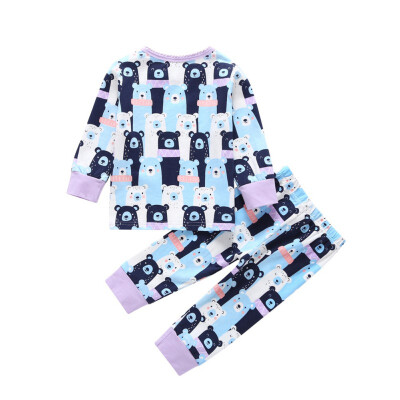 

Autumn Winter Casual Clothes Sets Children Baby Boys Girls Cartoon Printing Long Sleeve Pajamas Kid Two-piece Outfit Set