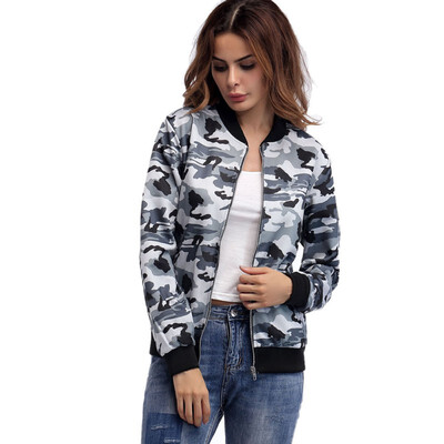 

Autumn Military Jacket Women Plus Size Zipper Outwear Bomber Army Green Pocket Military Camo Jackets Female Jackets