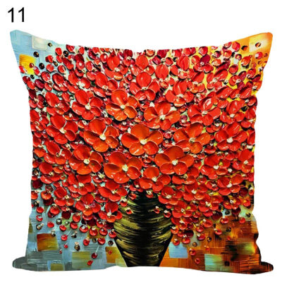 

Flower Plant Painted Throw Pillow Case Cushion Cover Sofa Bed Car Office Decor