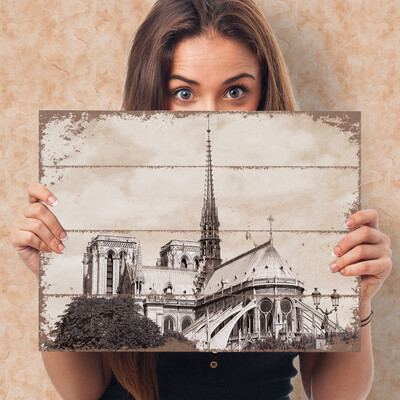 

Toponeto Vintage De Cathedral Paris France Rose Window Hanging Painting Wall Art