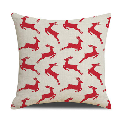 

Tailored Christmas Linen Skin Pillow Case Pillow Cushion Elk Snowflake Print 45×45CM