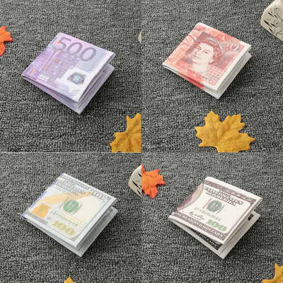 

Fashion Men Women Short Wallet PU Leather Dollar Pound Euro Print Folded ID Credit Card Holder Case Cash