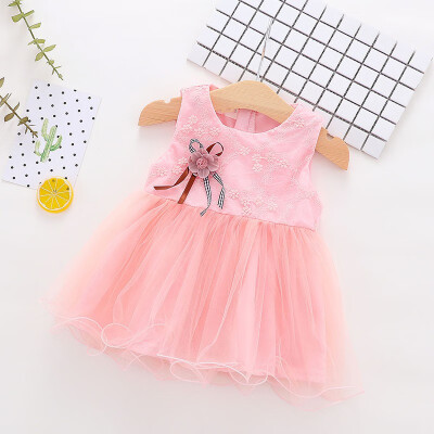 

Sleeveless Flower Girl Dress Summer Mesh Princess Dress Kids Dress For Girls 0-24M Lace Wedding Dress