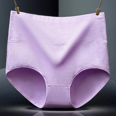 

Women Hip Elastic Briefs Cotton High Waist Panties Solid Color Breathable Underwear New 2019