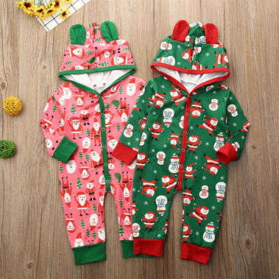 

US Infant Newborn Baby Boy Girl Christmas Santa Jumpsuit Romper Bodysuit Clothes