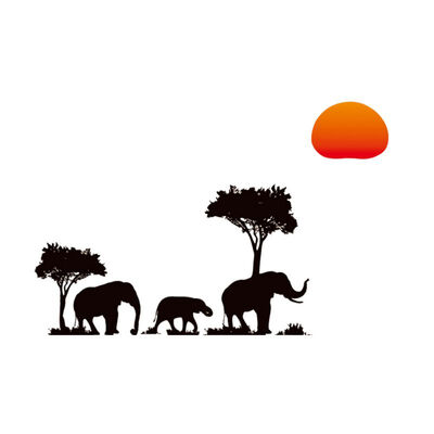 

Home Art Decal African Elephants Trees Sunset Stickers Kids Room Kindergarten Decor Wall Stickers Removable Vinyl Mural