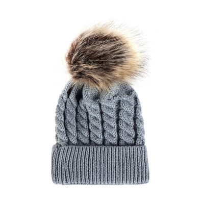 

Winter Warm Women Knitted Crochet Wool Hat Hair Ball Earmuffs Caps Infant Toddler Kid Cute Hairball Beanie Cap