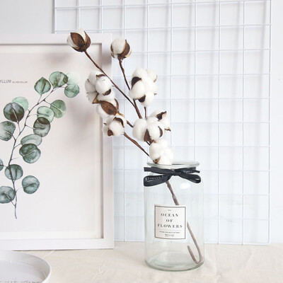 

Gobestart Naturally Dried Cotton Stems Farmhouse Artificial Flower Filler Floral Decor