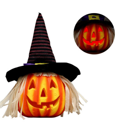 

Halloween LED Light Up Halloween Lantern Ornament Hollow Foam Pumpkin With Witch Hat Holiday Home Decorations