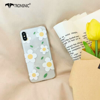 

TRONSNIC Flowers Love Phone Case for iPhone X XS Relief Soft TPU Case Transparent Covers Fashion