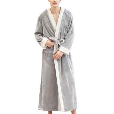 

Plus Size 3XL Winter Men Bathrobes Thicken Plus Flannel Warm Robes Male Long Nightwear Ankle Length Pajamas