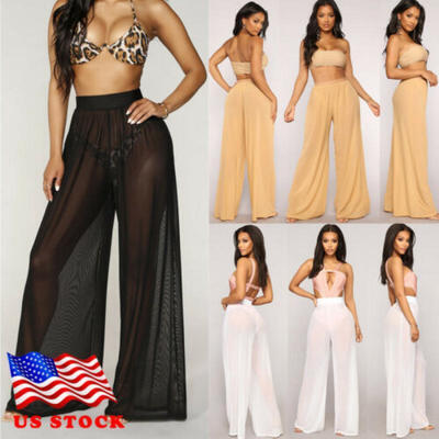 

US Women Beach Mesh Sheer Bikini Cover Up Swimwear Bathing Pants Trousers -2XL