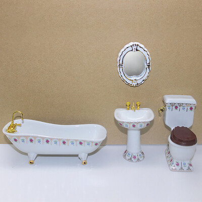 

Siaonvr Doll-house Miniature Scene Model Bathroom Set Decoration Pretend Play Toy