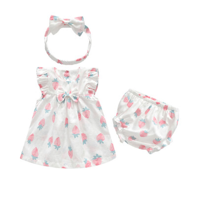 

3PCS Baby Girls Summer Clothes Sets Kids Clothes Baby Sleeveless Ruffles Solid Tops Cute Shorts Headband Outfits