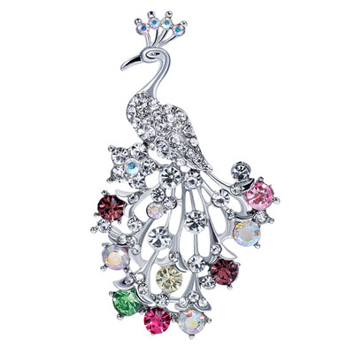 

Elegant Multicolor Rhinestone Peacock Turtle Crab Frog Zebra Brooches for Women Wedding&Party Jewelry Accessories