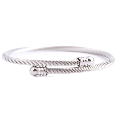 

Personality Heart Shape Steel Wire Titanium Steel Couple Opening Bracelet Girls Accessories Unisex Pair Hand Ring