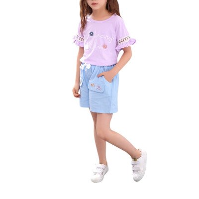 

Baby Girls Clothes Sets 2019 Summer Letter Print Girl Short Sleeve Tops Shirts Shorts Casual Outfit Kids Childrens Clothing