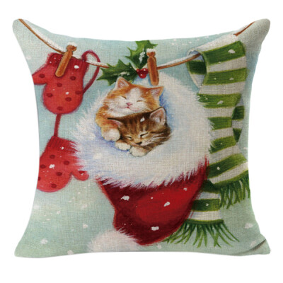 

Tailored Christmas Linen Square Throw Flax Pillow Case Decorative Cushion Pillow Cover A