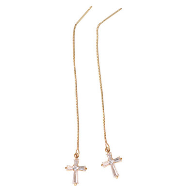 

Copper Inlaid Zircon Goldfish Cross Earring Jewellery Cute Animal Shape Pendientes Mujer Moda Earrings For Women