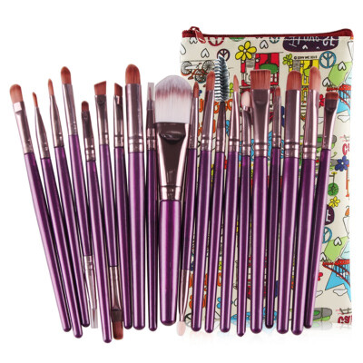 

20 Pcs Synthetic Hair Plastic Handle Makeup Brushes With A Cosmetic Bag Eye Shadow Lip Gloss Makeup Brushes Makeup Tools C3