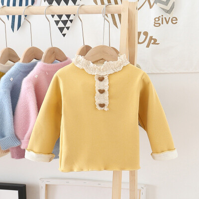 

New Toddler Infant Newborn Kids Baby Girls Princess Outfit Clothes Lace Long Sleeve Tshirt Blouse Casual Plus Velvet Sweet Tops