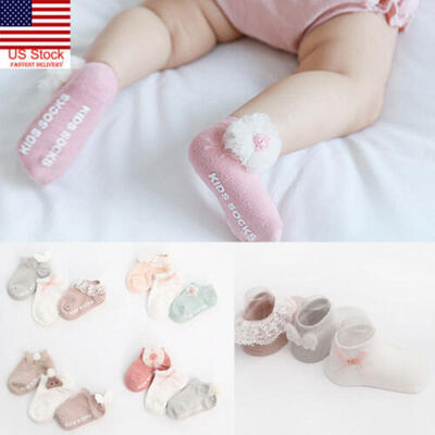 

3Pair Toddler Girl Socks Cute Baby Kids Breathable Soft Cotton Children Lace Bow