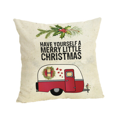 

Tailored Happy Christmas Pillow Cases Linen Sofa Cushion Cover Home Decor Pillow Case