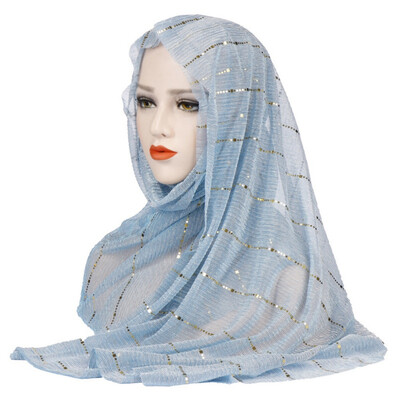 

wholesale price 17550cm women sequins muslim hijab scarf Islamic thin headscarf foulard soft long shawl head wraps stole