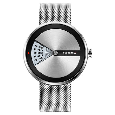 

SINOBI 9784 Simple Men Watch Stainless Steel Strap Quartz Movement Watch Waterproof Casual Clock Wristwatch for Male