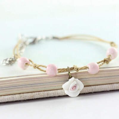 

Sweet Women Flower Ceramic Bracelet Tana bata Valentines Day Gift Jewelry