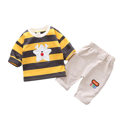 

Autumn Baby Boys Long Sleeve Stripe Print Sweatshirt TopsPants Trouser Children Kids Costume Set