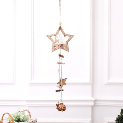 

Wooden Christmas Ornaments Wood Star Pendants Pine Cone Christmas Tree Drop Ornaments Xmas Decor Christmas Decoration