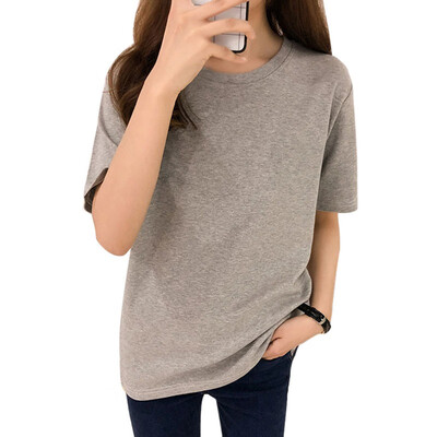 

Women T-Shirts Summer Tee Shirt Women Solid Color Casual Loose Short Sleeve O-Neck Ladies Tees Tops Koran Female T Shirt