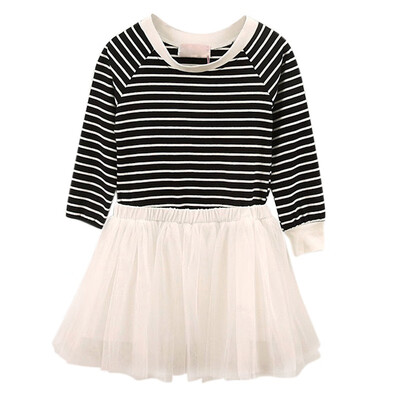 

Baby Girl Clothes Christmas Dress Long Sleeve Striped Stitch Fashion Kids Dress For Girls Autumn Children Clothing Princess Dres