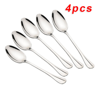 

4X Stainless Steel Soup Spoon Children Kids Teaspoon Kitchen Tableware Supplies